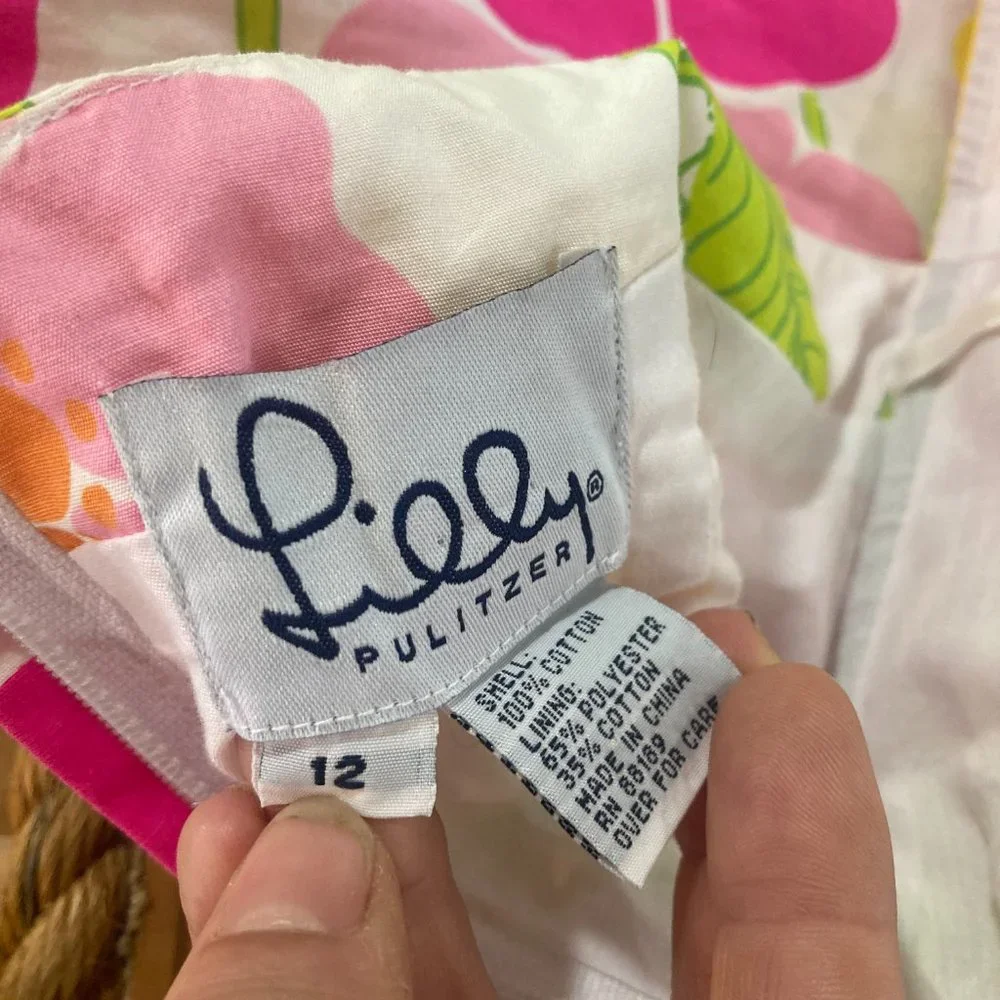 Lilly Pulitzer White Strapless Floral Sundress - Pink, Yellow, Green - Picture 4 of 4